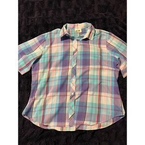 Vintage ACT III Women’s Size 18 Plaid Button Down Shirt XXL Short Sleeve EUC